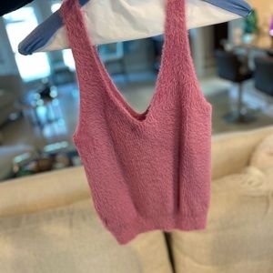 Fuzzy pink sweater tank